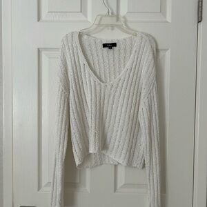 Lulu's Cream V-Neck Ribbed Sweater